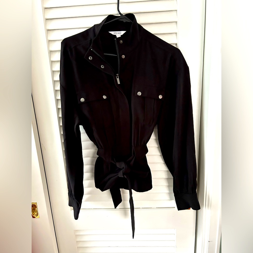 Black Nine West Belted Utility Jacket